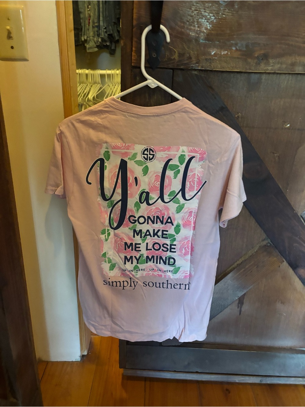 Simply Southern Light Pink Floral "Y'all Gonna Make Me Lose My Mind" Tee